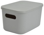 Сива пластмасова кутия за съхранение с капак 24,5x18x15 cm – Homéa