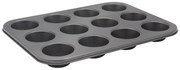 Форма за мъфини и кексчета ESPERANSA ES 1223 GS, 12 гнезда, Незалепващо покритие, Стомана, Черен