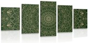 картини от 5 части – Детайлна декоративна Мандала в зелено