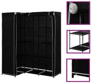 282449 vidaXL Ъглов гардероб, черен, 130x87x169 см