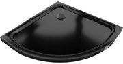 Полукръгъл тънък поддушник Mexen Flat 100 x 100 см, черен, черен сифон - 41701010B