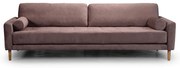 Четириместен диван Midcentury в ръждиво розово кадифе, 244/93/66 см