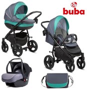 Комбинирана бебешка количка 3в1 Bella BUBA - pewter/green
