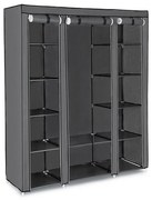 Текстилен гардероб за съхранение с рафтове и лост за дрехи MATIS 150x175 см сив