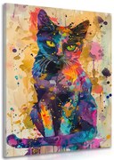 Картина на платно – Котка с имитация на живопис