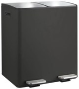 Матово черно стоманено кошче за боклук 2x20 l за рециклиране с педал Aliya – Spirella