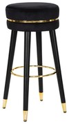 Черен/в златист цвят тапициран бар стол (височина на седалката 74 cm) Paris – Mauro Ferretti