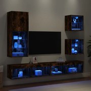 3216679 vidaXL ТВ стенни модули с LED, 5 части, опушен дъб, инженерно дърво