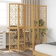 358871 vidaXL Разделител за стая, 5 панела, кафяв, дърво пауловния масив