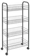 Черен метален подвижен рафт 41x84 cm Ascona - Metaltex