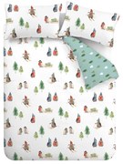 Бяло двойно удължено фланелено спално бельо 230x220 cm Snowy Penguin – Catherine Lansfield