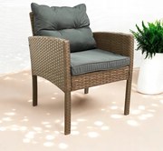 Градински фотьойл от technoratan SFS078-SC - естествено кафяво + сиви възглавници