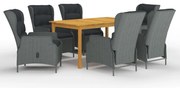 3067842 vidaXL Градински трапезен комплект, 7 части, светлосив