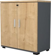Шкаф за офис документи Venturo TopMebel от меламин в антрацит - дъб 80x40x80cm