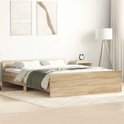 3203756 vidaXL Рамка за легло с горна и долна табла, сонома дъб, 150x200 см