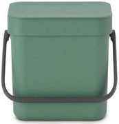 Кош за разделно събиране на боклук Brabantia Sort&Go 1003229, 3 л, Дръжка, Възможност за стенен монтаж, Тъмнозелен