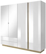 Гардероб Arcan Четирикрилен-бял естествен