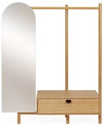 Стена в преддверието от дъбово дърво с огледало Tripod - Woodman