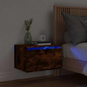 836834 vidaXL Нощно шкафче за стена с LED осветление, опушен дъб