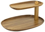 Horecano - Дървен щендер на 2 нива овален 51x41xh36см АКАЦИЯ ALAS-(SWS-021019-B2)