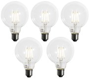 Комплект от 5 E27 димируеми LED крушки G95 5W 450 lm 3000K
