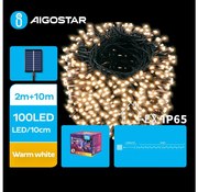 Aigostar - LED соларен коледен гирлянд 100 LED, 8 функции, 12м, IP65, топло бяло