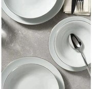 Комплект за хранене, 8 части, бял/сребрист, порцелан