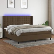 3138664 vidaXL Боксспринг легло с матрак и LED, тъмнокафява, 200x200 см, плат