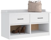 4010462 vidaXL L Пейка за антре SANDNES Бяла 87x40x50 cm Масивна дървесина Бор