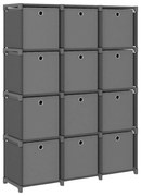 322617 vidaXL Органайзер с 12 отделения с кутии, сив, 103x30x141 см, плат
