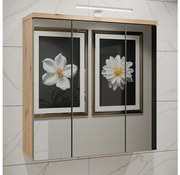 Стенно шкафче за баня VENOM с огледало, зелено/дъб artisan