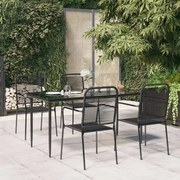 3156540 vidaXL Градински комплект, 5 части, черен, памучно въже и стомана