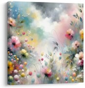 Картина на платно – Цветни цветя в акварел