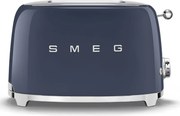 Тостер за хляб SMEG 50's Style TSF01NBEU, 950W, 2 филии, 6 нива, Тавичка за трохи, Вграден кабел, Неръждаема стомана, Тъмносин
