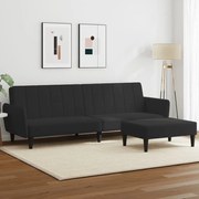3216253 vidaXL 2-местно разтегателно канапе с табуретка, черно, кадифе
