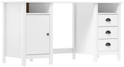 289000 vidaXL Бюро Hill бяло 150x50x74 см борово дърво масив