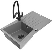 Mexen Cesar гранитна мивка с 1 отделение и изцеждач, сив - 6514-71-671701-70-B