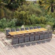 3095686 vidaXL Градински комплект с възглавници 17 части полиратан сив