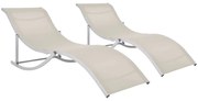 47785 vidaXL Сгъваеми шезлонги, 2 бр, кремави, textilene
