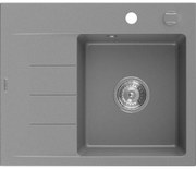 Mexen Ben гранитна мивка с една камера и отцедник, дясна 600 x 500 мм, сива,