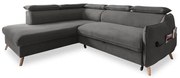 Тъмносив ъглов разтегателен диван от кадифе (ляв ъгъл) Sweet Harmony - Miuform