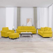 3202206 vidaXL Комплект дивани от 4 части с възглавници, жълт, кадифе
