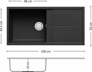 Leks UNICO PLUS BB 100.1 SI Композитна мивка за вграждане