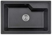Кухненска мивка ICGS 8315 BLACK, Inter Ceramic, гранит, едно корито, със сифон, 45х22х68см