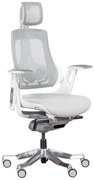 Ергономичен стол AMBRA, До 130 кг, Дишаща мрежа, Негорима дамаска, Заключваща в различни позиции облегалка, Плавно регулиране, Бял