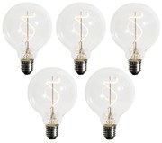 Комплект от 5 E27 Димируема LED спирална филаментна крушка G95 4W 270lm 2200K