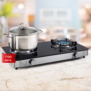 Klarstein Barzona 2, къмпинг печка, 2 котлона 3,4 kW и 4,3 kW, стъклен плот и капак от неръждаема стомана