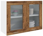 856119 vidaXL Висящ стъклен шкаф "Lyon", старо дърво, 80x31x60 см, инженерно дърво