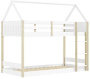 Двуетажно детско легло тип къща в бял и естествен цвят 90x190 cm Valka – Marckeric