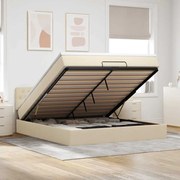 3312407 vidaXL Османска легло с матрак и LED, кремаво, 160x200 см, плат